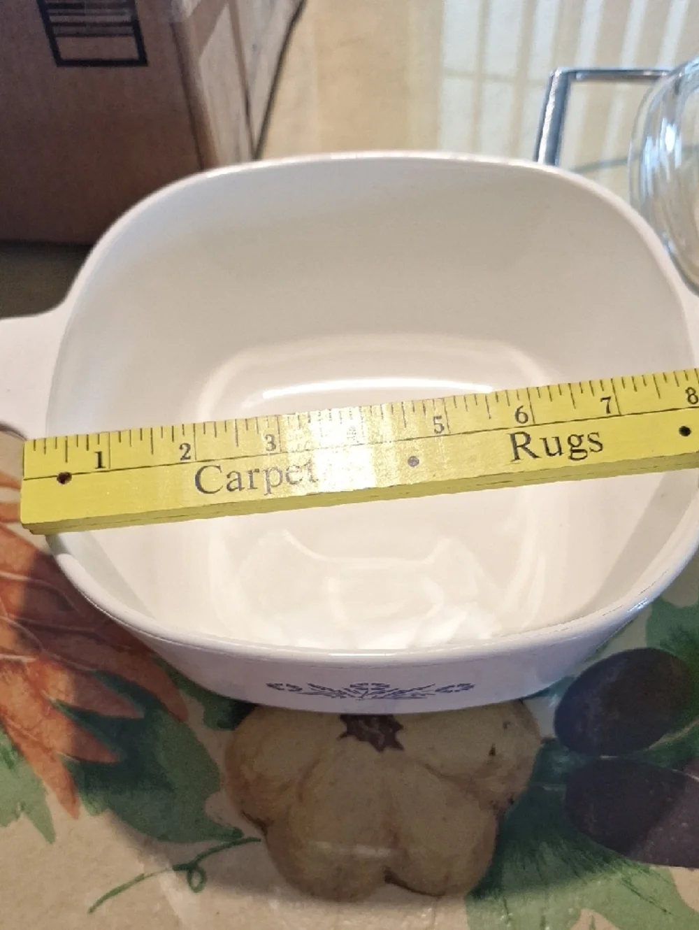 Corningware White Casserole w/ Blue Floral Motif Glass Lid And Trivit